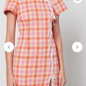 KITRI Plaid Pink and Orange Harlow Mini Dress